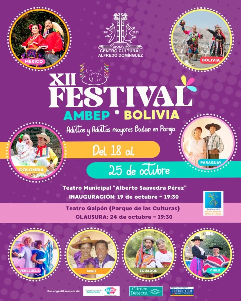 La Paz será sede del XII Festival AMBEP – Bolivia 2023 “Adultos y Adultos Mayores Bailan en Pareja” del 18 al 26 de octubre