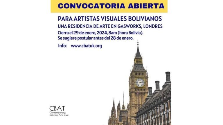 Beca de residencia artística de Gasworks en Londres para artistas visuales bolivianos recibirá postulaciones hasta el lunes 29 de enero