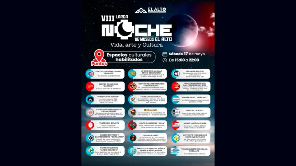 EL ALTO SE ALISTA PARA “VIII LARGA NOCHE DE MUSEOS” CON MÁS DE 20 ESPACIOS CULTURALES